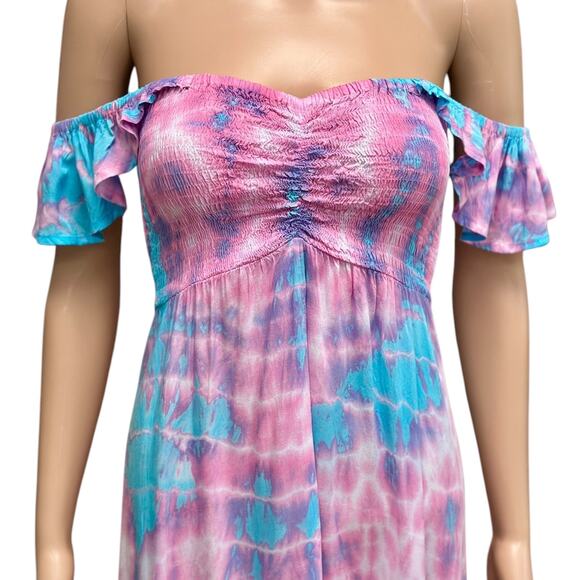 NWT Tiare Hawaii Brooklyn Maxi Dress tie dye pink blue OS - Picture 6 of 13